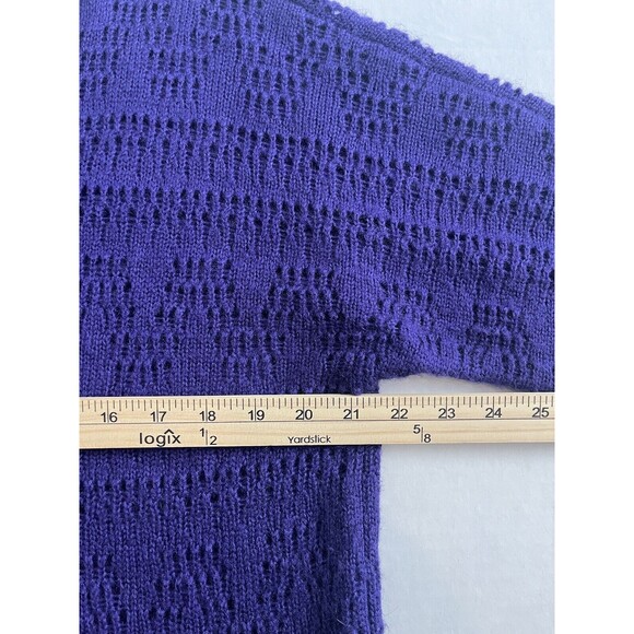 Chico's Purple Open Knit Short Sleeve Pullover Sweater Size  (2) / Medium (12) - Picture 7 of 9